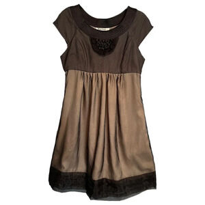 Max Mara 100% Silk Mini Dress Size 4 Black Sheer Cap Sleeve Layered Twilightcore